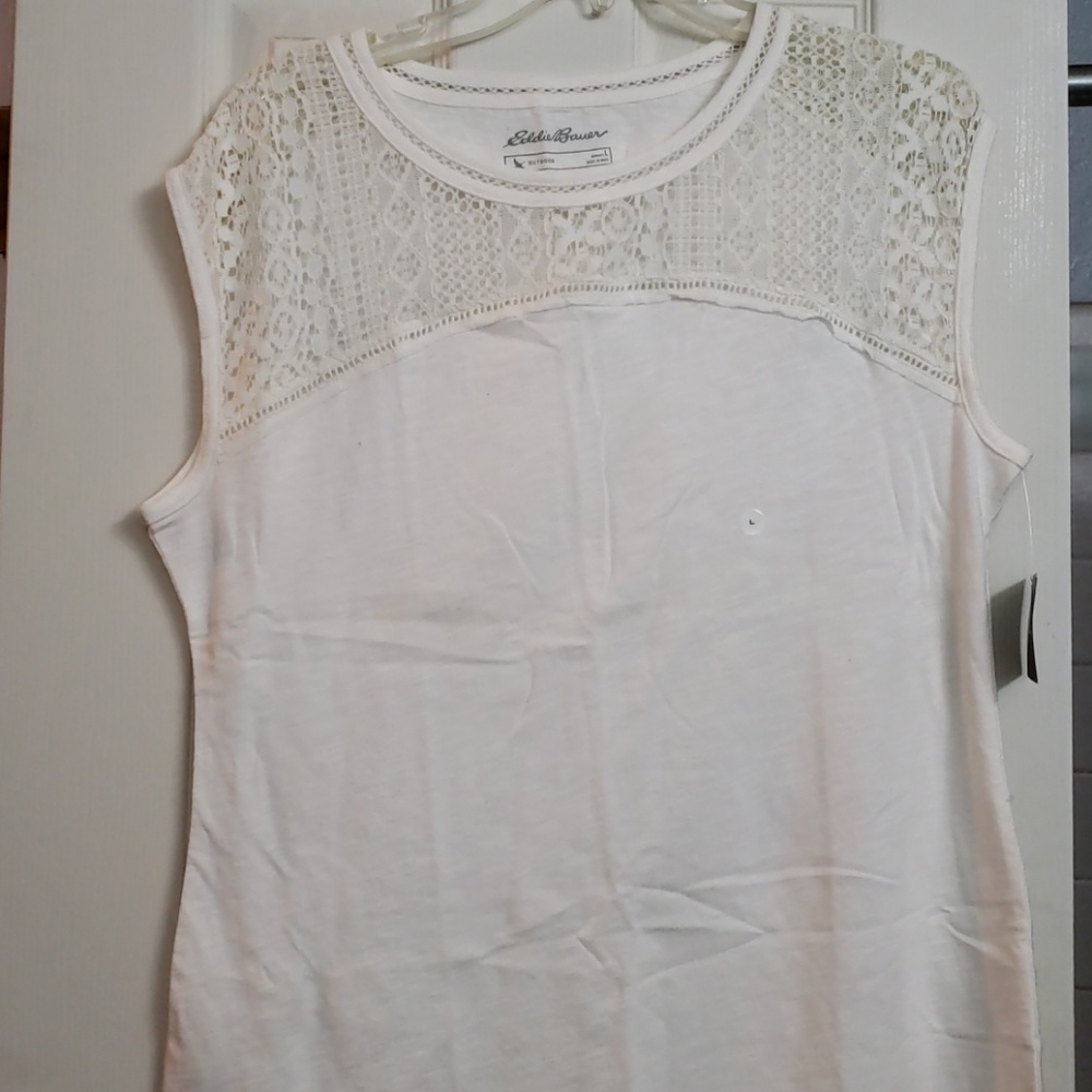 Eddie Bauer crochet neck top